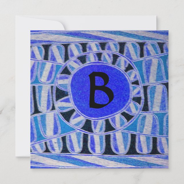 Convite ENERGIA SOLAR SOL MONOGRAMA Azul Água Preta Abstra (Frente)