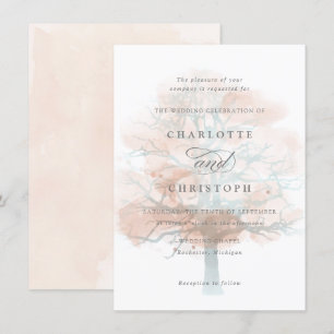 Convite enevoado do casamento da árvore