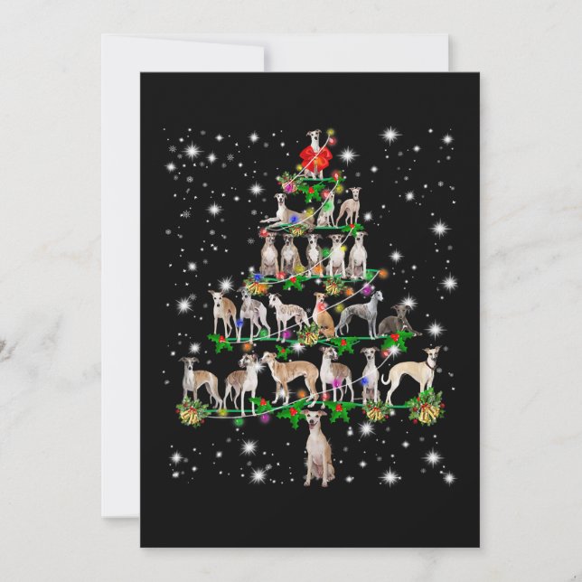 Convite Enfeite de árvore de Natal engraçado Whippet Prese (Frente)