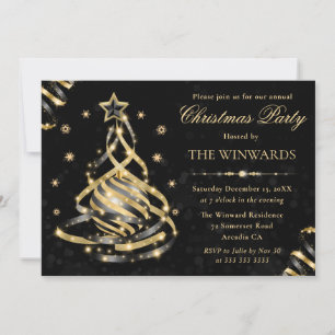 Convite Enfeite de Natal Árvore de Natal Elegante Dourado 