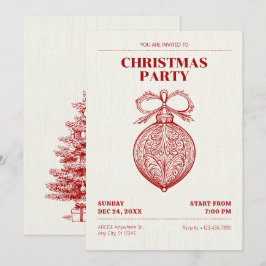 Convite Enfeite de Natal clássico vintage