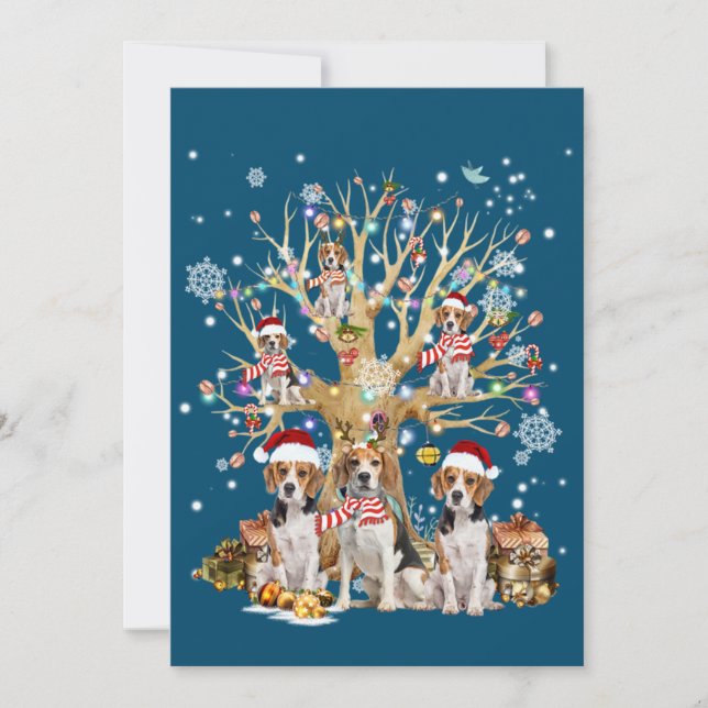 Convite Enfeite De Natal De Árvore Para Amante De Cachorro (Frente)