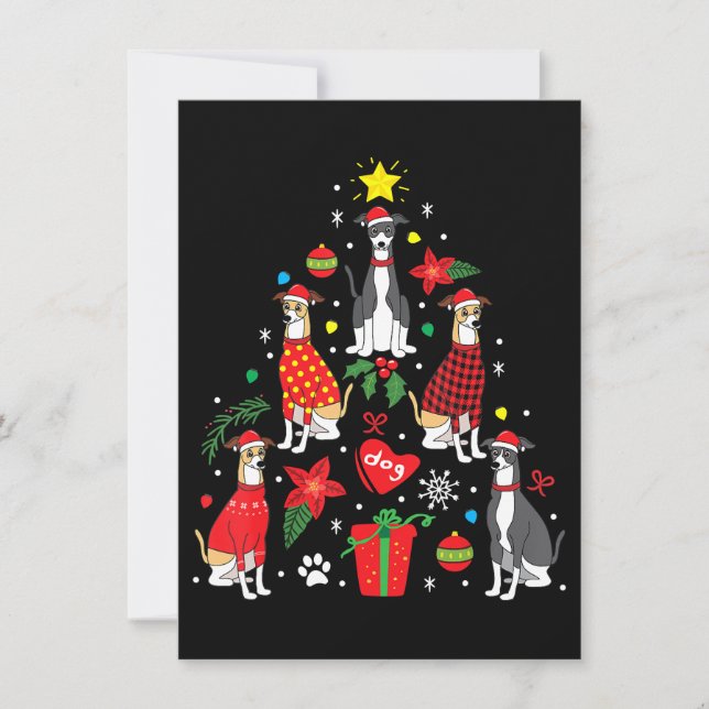 Convite Enfeite de Natal de Galgo Italiano para Árvore Mãe (Frente)
