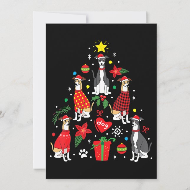 Convite Enfeite de Natal de Galgo Italiano para Mãe de Cac (Frente)