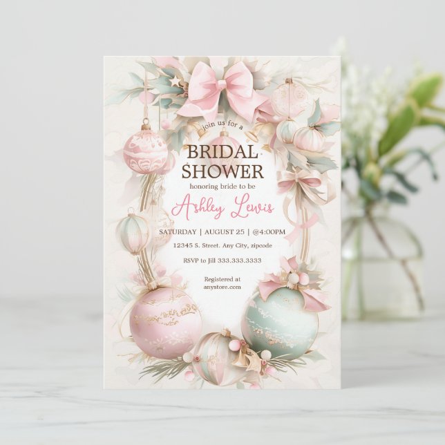 Convite Enfeite de Natal ornamento de luxo (Em pé/Frente)