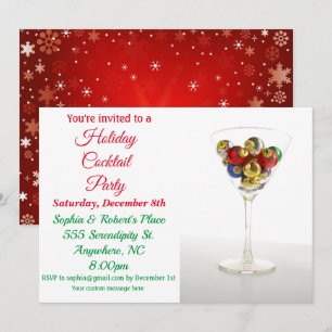 Convite Enfeite de Natal para Festa de Coquetel Martini