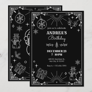 Convite Enfeite de natal preto art déco