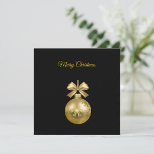 Convite Enfeite de Natal Preto/Ouro Feliz Natal