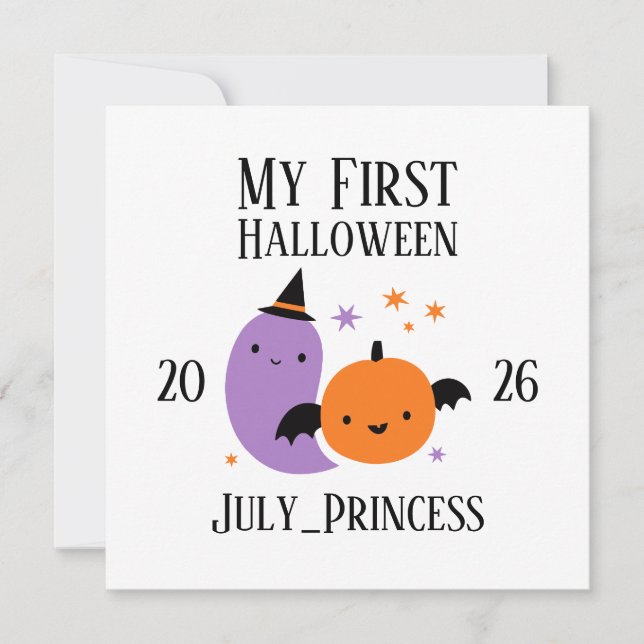 Convite Enfeite de Primeiro Halloween Personalizado (Frente)