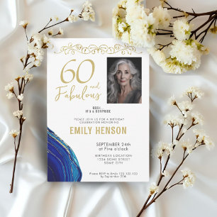 Convite Enfeite Dourado 60 e Fabuloso Aniversário de 60 an