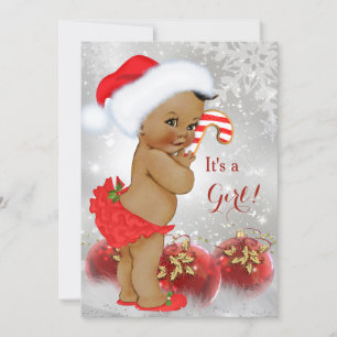 Convite Enfeite Dourado Vermelho Bolo de Natal Bebê Chuvad