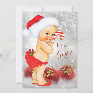 Convite Enfeite Dourado Vermelho Chuveirinho de Bebê Natal