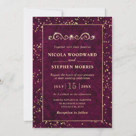 Convite Enfeite Elegante Moldura Dourada Casamento Mármore