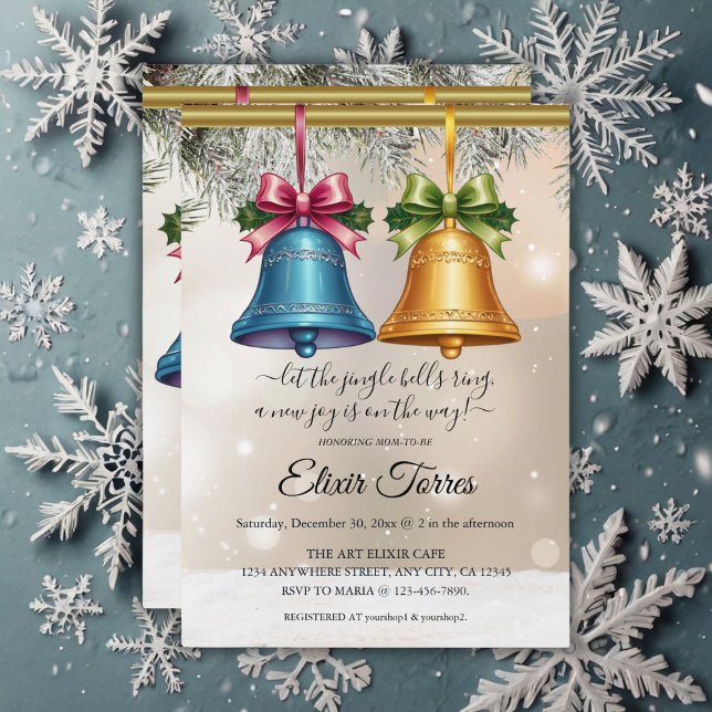 Convite Enfeite Moderno de Natal Jingle Bells para Chá de  (Criador carregado)