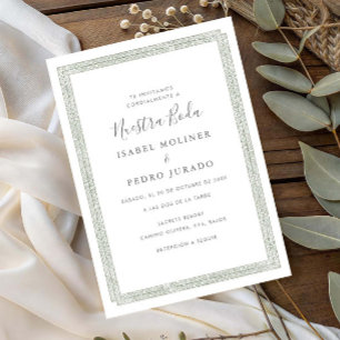 Convite Enfeite Vintage Sage Verde Nossa Noiva Casamento