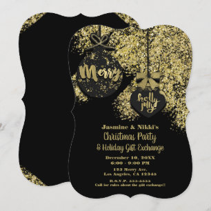 Convite Enfeites Brilhantes de Ouro Preto Festa de Glamour