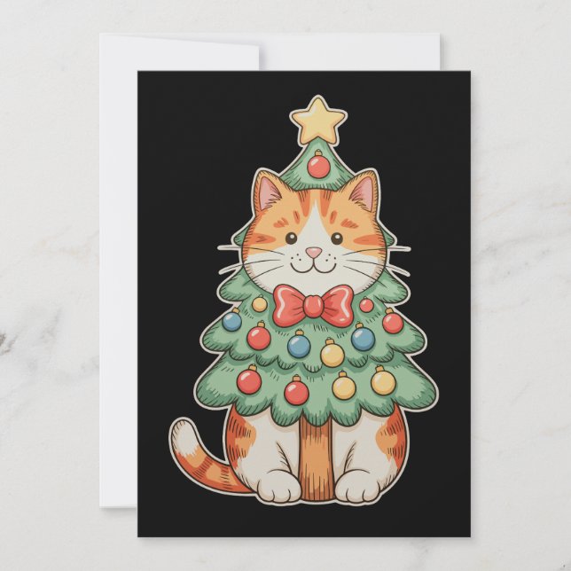 Convite Enfeites de estrela de árvore de Natal de gato gen (Frente)