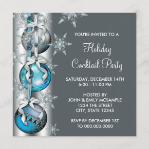 Convite Enfeites de Flocos de Neve Azul Turquesa Festa de 