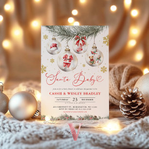 Convite Enfeites de Flocos de Neve Natal Santa Chá de Bebê
