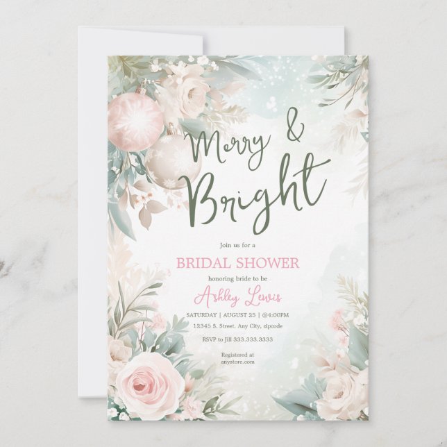 Convite Enfeites de natal, chá de panela em floco de neve (Frente)