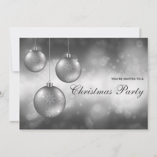 Convite Enfeites de Natal Cinza Prata Festa de Natal (Frente)