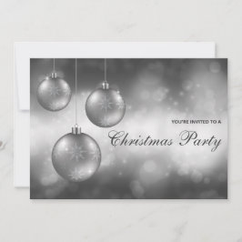 Convite Enfeites de Natal Cinza Prata Festa de Natal