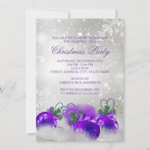 Convite Enfeites de Natal de Azevinho Dourado Prata Roxo p