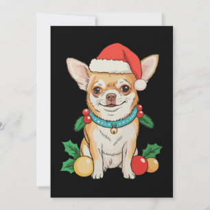 Convite Enfeites de Natal de Cachorro Chihuahua com Chapéu