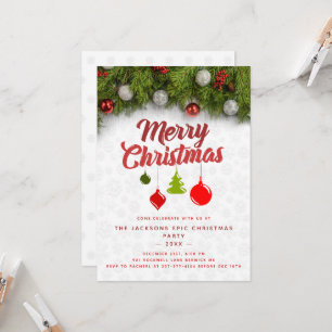 Convite Enfeites de Natal de Pinheiro Feliz Natal Festa de