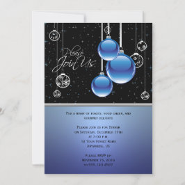 Convite Enfeites de natal de Prata Azul no Partido Negro