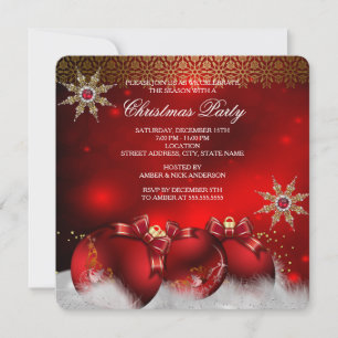 Convite Enfeites de Natal de prata e ouro vermelho Holly n