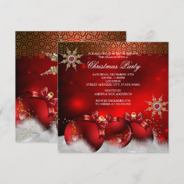 Convite Enfeites de Natal em prata e dourado Vermelho Holl