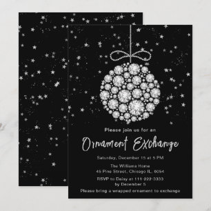 Convite Enfeites de natal Exchange do Glam Silver
