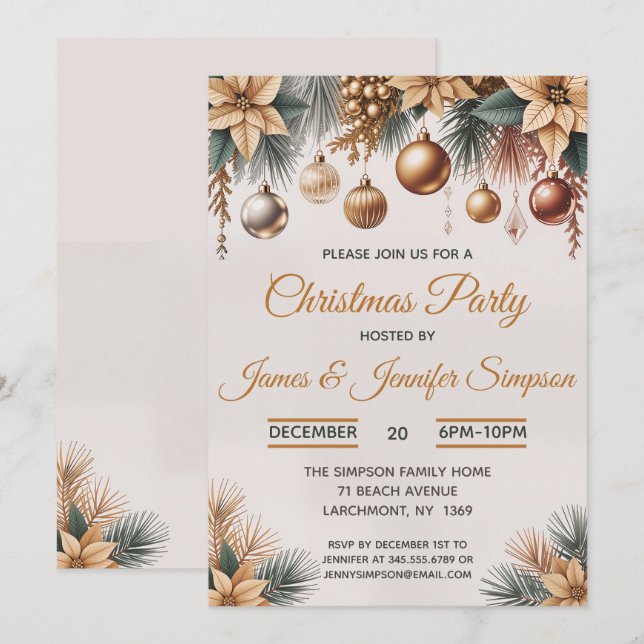 Convite Enfeites de Natal Festa de Natal (Frente/Verso)