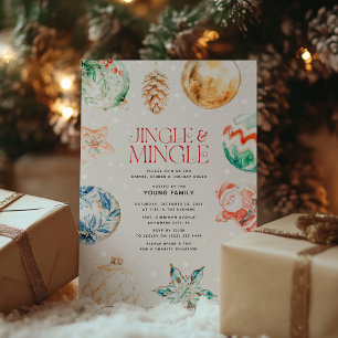 Convite Enfeites de Natal Jingle & Mingle Festa de Fim de