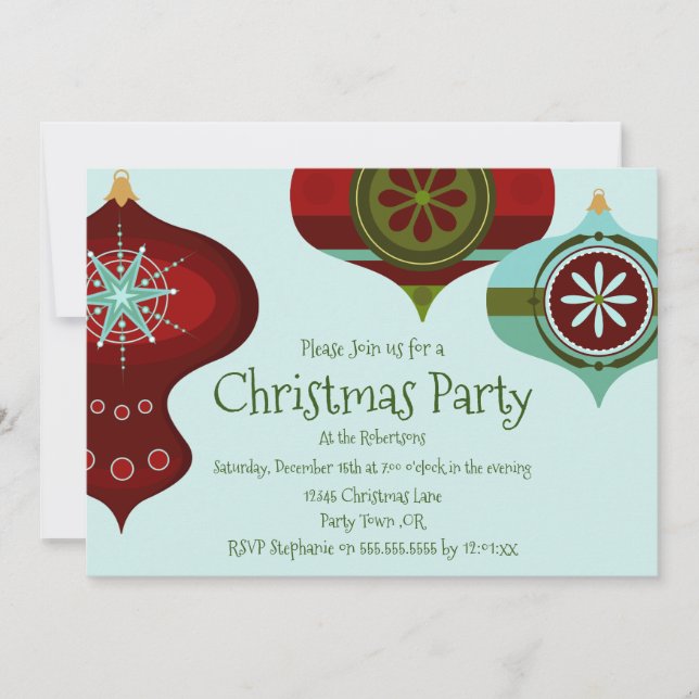 Convite Enfeites de natal Moderno do Meio século Retroativ (Frente)