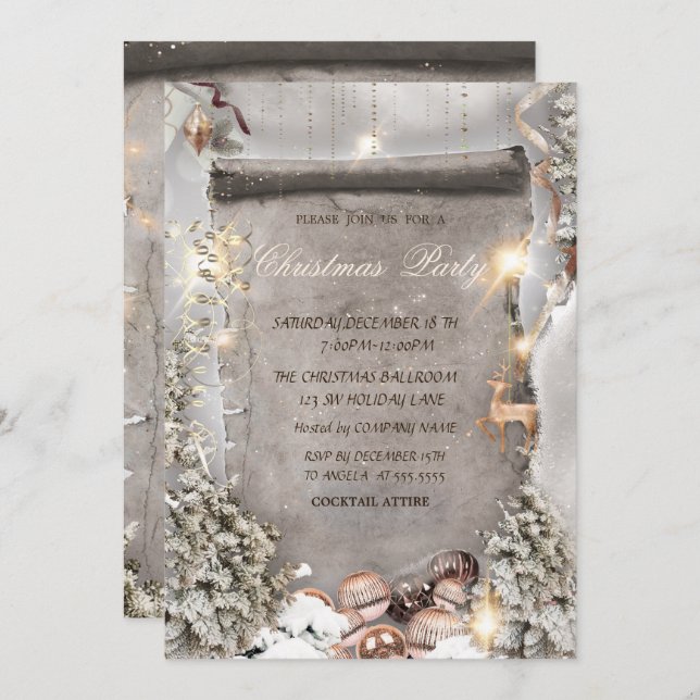 Convite Enfeites de natal, Pine Tree Christmas Company (Frente/Verso)