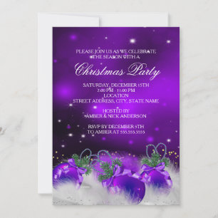 Convite Enfeites de Natal Roxo Prata Dourado Holly Festa d