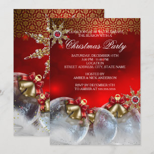 Convite Enfeites de Natal Vermelho Prata Dourado Holly Bau