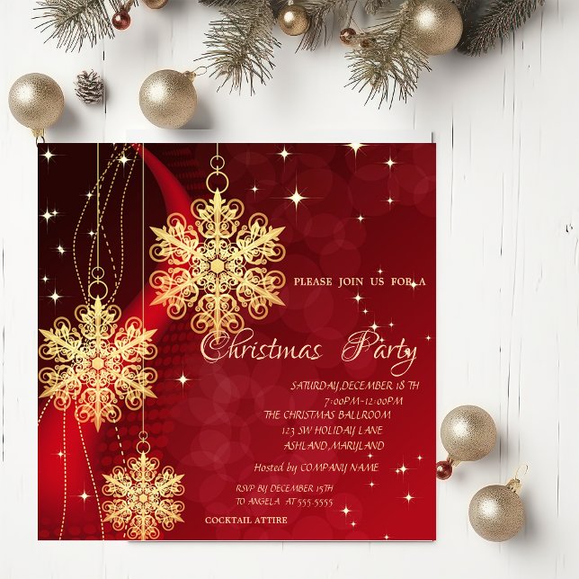 Convite Enfeites de Natal, VermelhoFesta de Natal Corporat (Criador carregado)