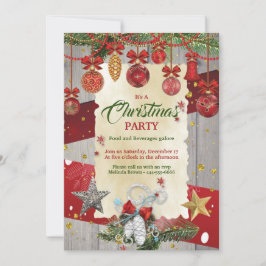 Convite Enfeites de Natal Vermelhos Festa de Natal