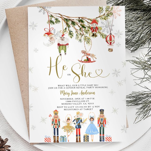 Convite Enfeites de natal WINTER Ele ou Ela Revelação de G (Criador carregado)
