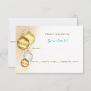 Convite Enfeites Dourados e Brancos Natal Casamento