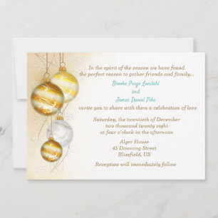 Convite Enfeites Dourados e Brancos Natal Casamento