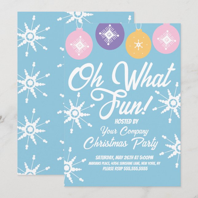 Convite Enfeites Groovy de Natal Flocos de Neve (Frente/Verso)