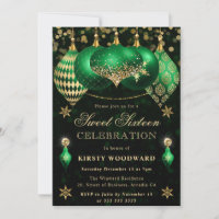 Enfeites Verde e Dourado Brilhantes Sweet Sixteen
