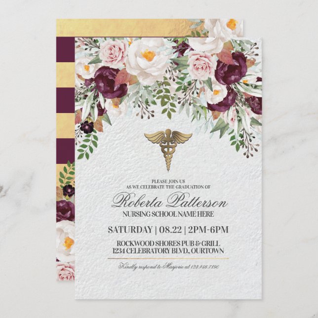 Convite Enfermagem de Festas de formatura Escolares (Frente/Verso)