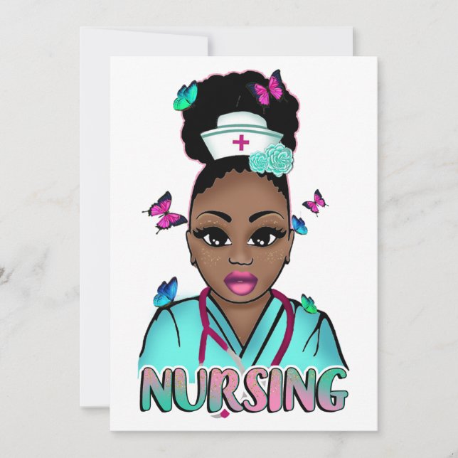 Convite Enfermagem de melanina de enfermeira negra (Frente)