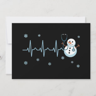 Convite Enfermeira Batimento Cardíaco Boneco de Neve Natal