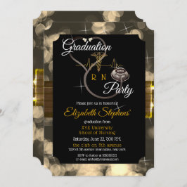 Convite Enfermeira Bokeh Stethoscope EKG Festa de formatur